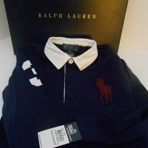 Boys Ralph Lauren Long Sleeve Big Pony Polo Nwt Box 5 Navy